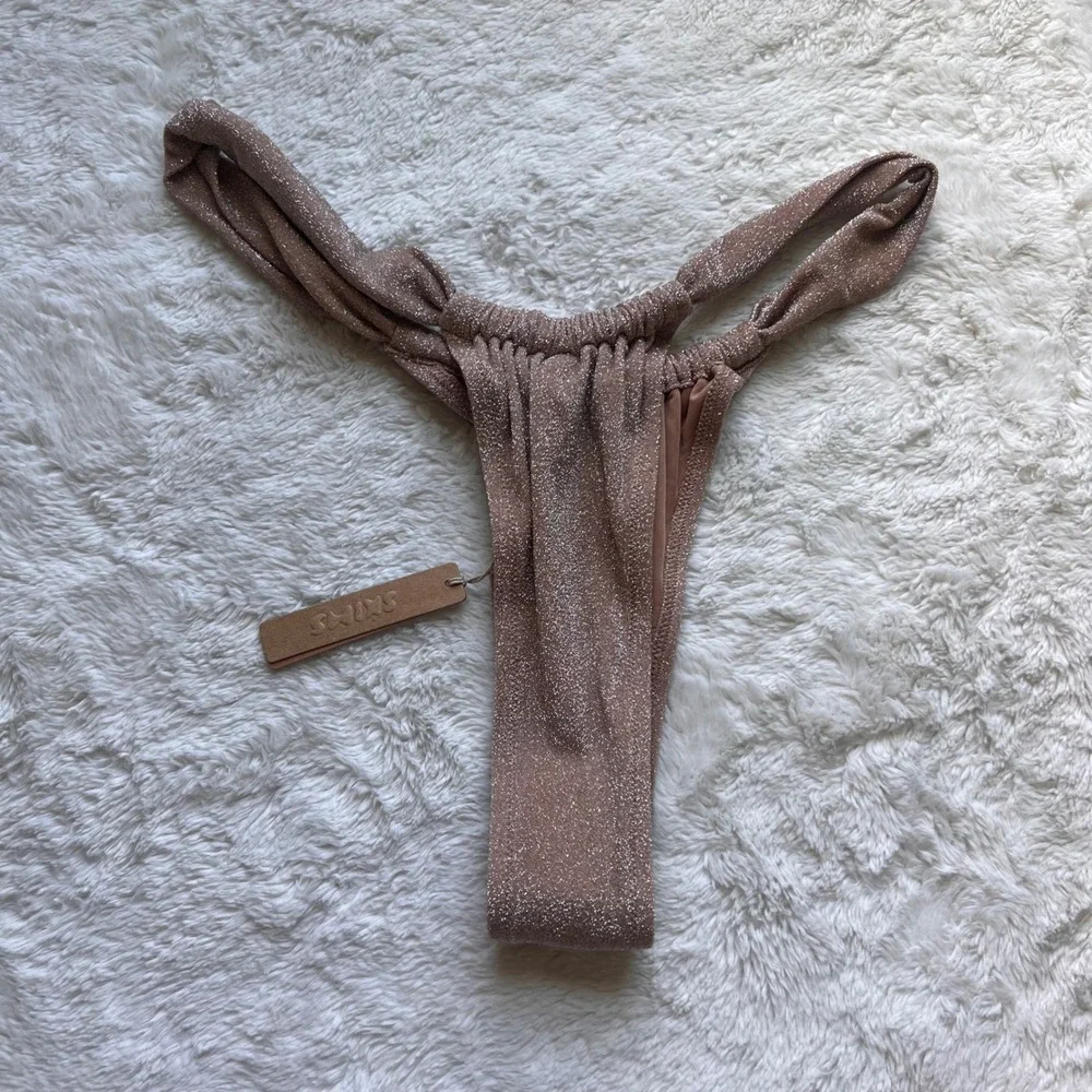 SKIMS Metallic Swim Thong Bikini Bottom Copper Bronze SW-TAN-0107 Size 2X NWT